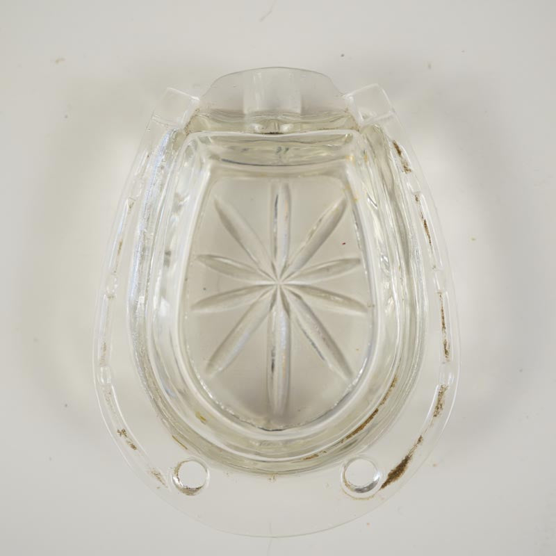 Horseshoe Clear Glass Cigarette Ashtray 3in