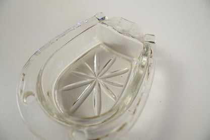 Horseshoe Clear Glass Cigarette Ashtray 3in