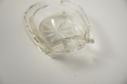 Horseshoe Clear Glass Cigarette Ashtray 3in