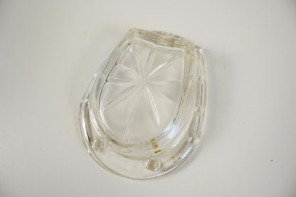 Horseshoe Clear Glass Cigarette Ashtray 3in