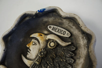 Vintage Mexican Souvenir Ashtray Clay Rustic Grey Made in Mexico