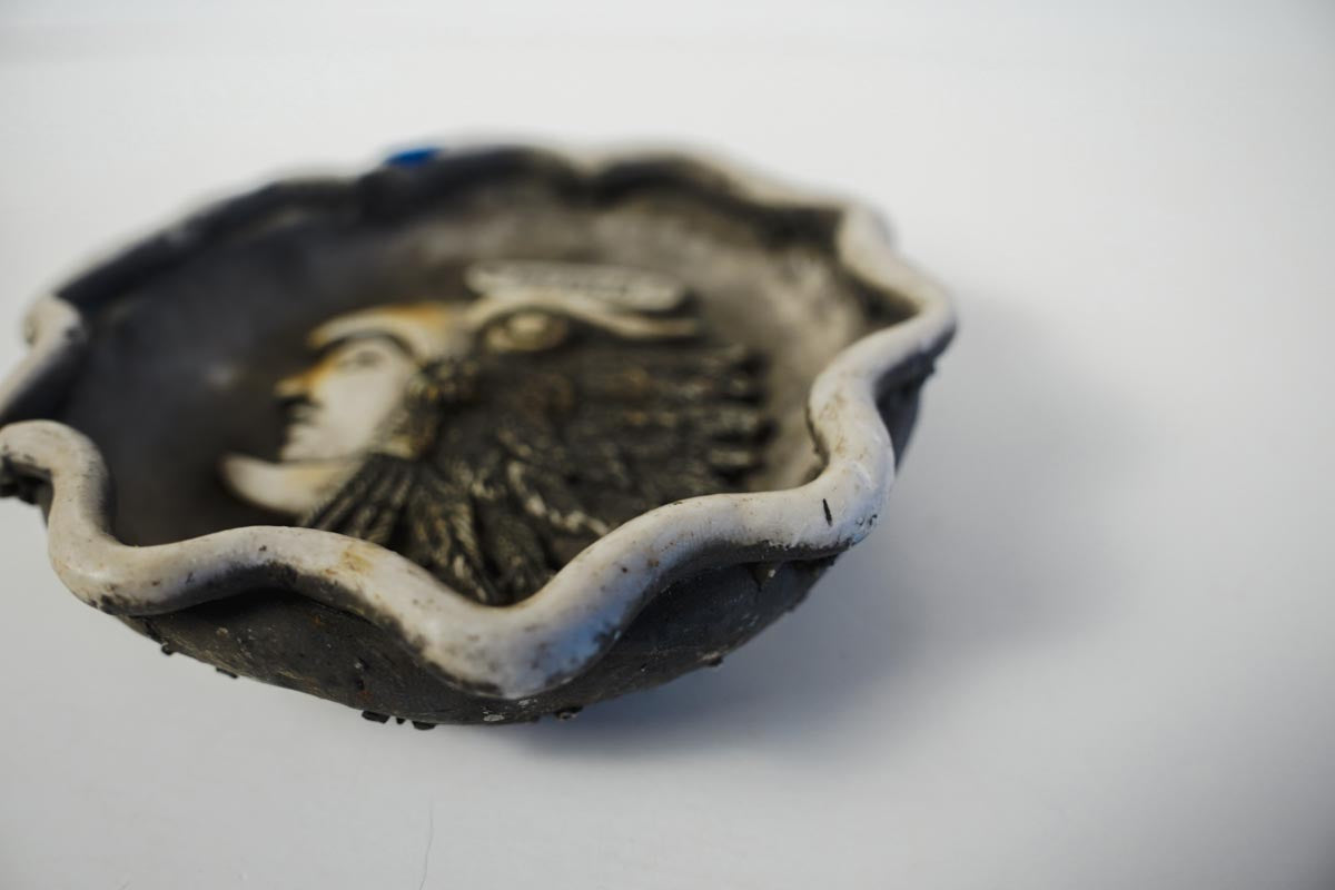 Vintage Mexican Souvenir Ashtray Clay Rustic Grey Made in Mexico