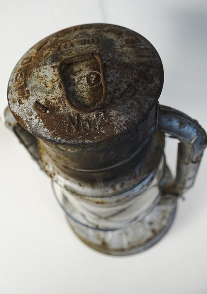 Antique Dietz No. 2 Lite Karosene Oil Railroad/Barn Lantern Grey Metal
