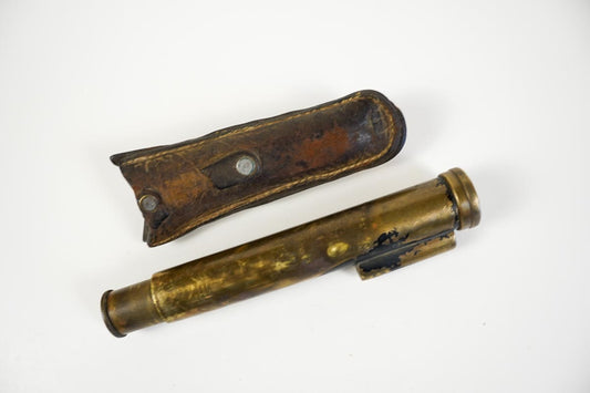 Transit Bubble Antique 5" Brass Sight Scope Hand Surveying Level In Leather Case