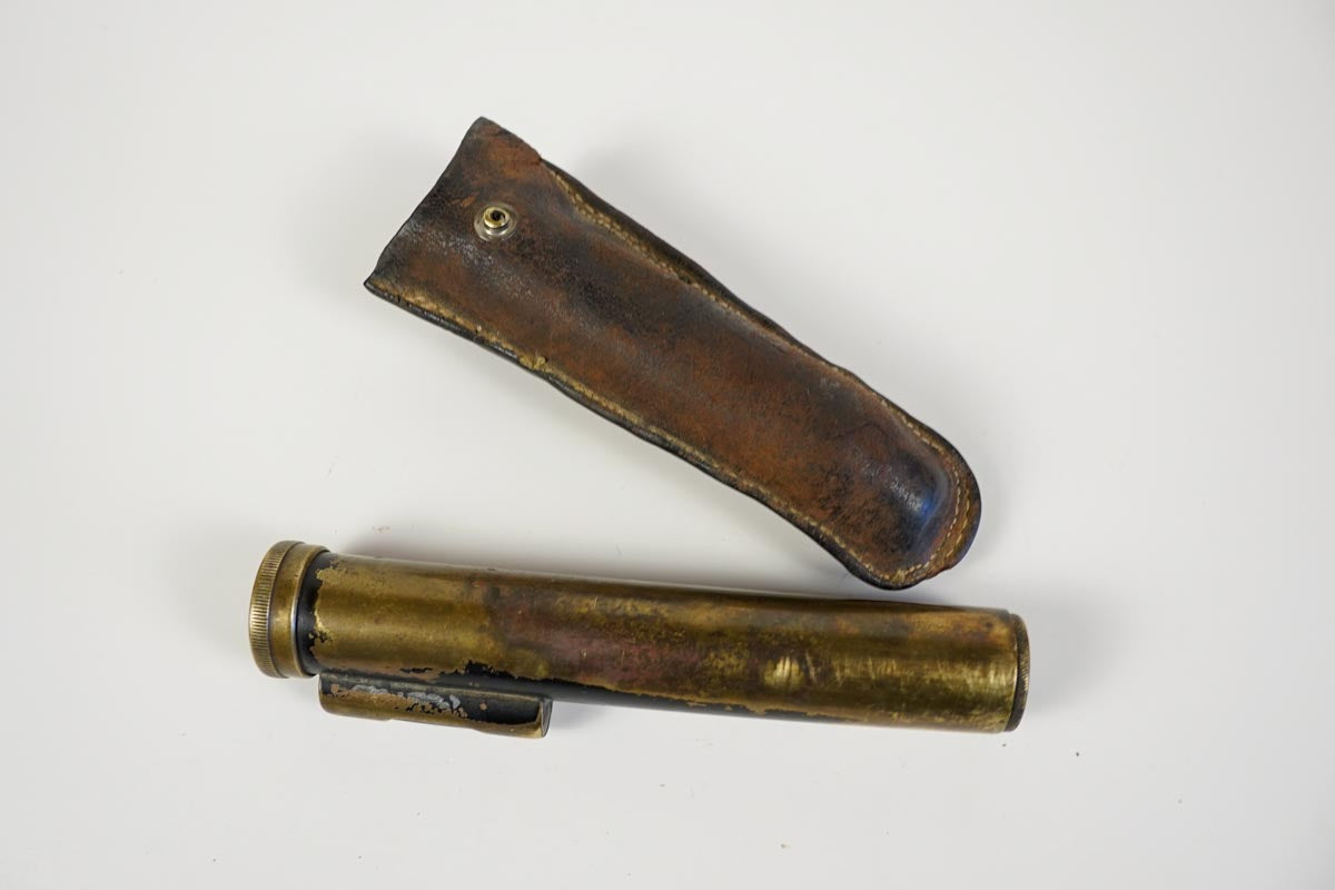Transit Bubble Antique 5" Brass Sight Scope Hand Surveying Level In Leather Case