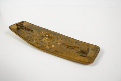 Solid Copper Concho Belt Buckle Clasp Long Repousse Embossed Metal