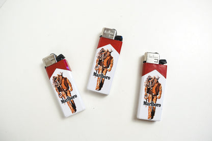 Marlboro Man Cigarette Lighter White & Red with Cowboy
