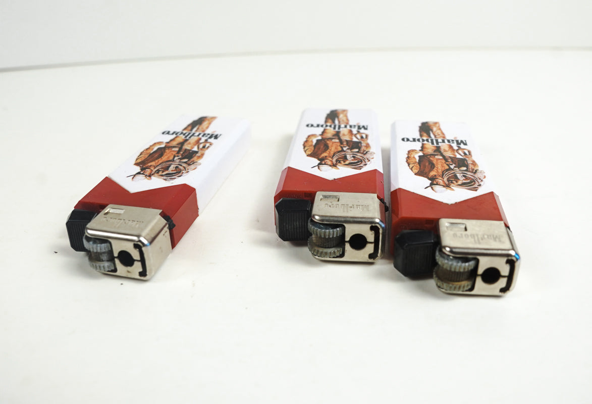 Marlboro Man Cigarette Lighter White & Red with Cowboy