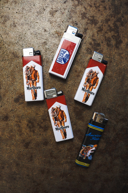 American Ride Wolf Cigarette Lighter Black with Wolf & Motorcycle