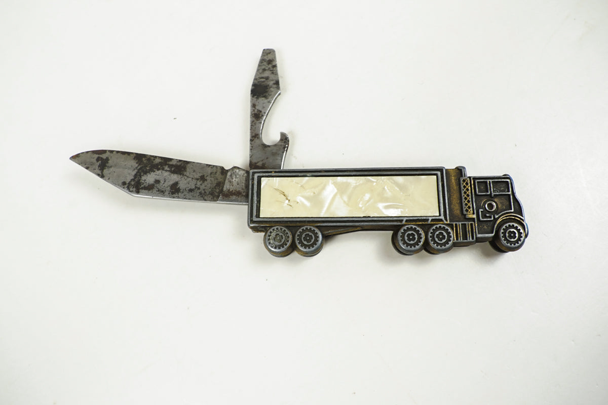 Pocket Knife Semi Truck 18 Wheeler Inlay Big Rig Colonial Prov. USA