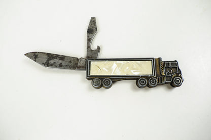 Pocket Knife Semi Truck 18 Wheeler Inlay Big Rig Colonial Prov. USA