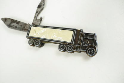 Pocket Knife Semi Truck 18 Wheeler Inlay Big Rig Colonial Prov. USA