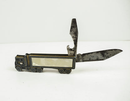 Pocket Knife Semi Truck 18 Wheeler Inlay Big Rig Colonial Prov. USA