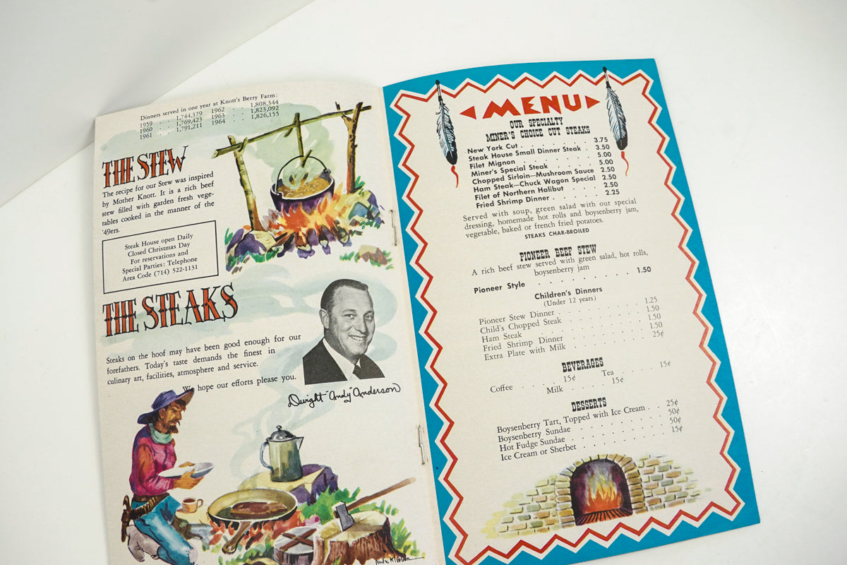 Steak House in Ghost Town Brochure Knott's Berry Farm
