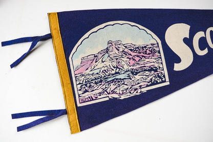 Vintage 1950s Scottsbluff, Nebraska Large Blue Felt Souvenir Pennant 29in