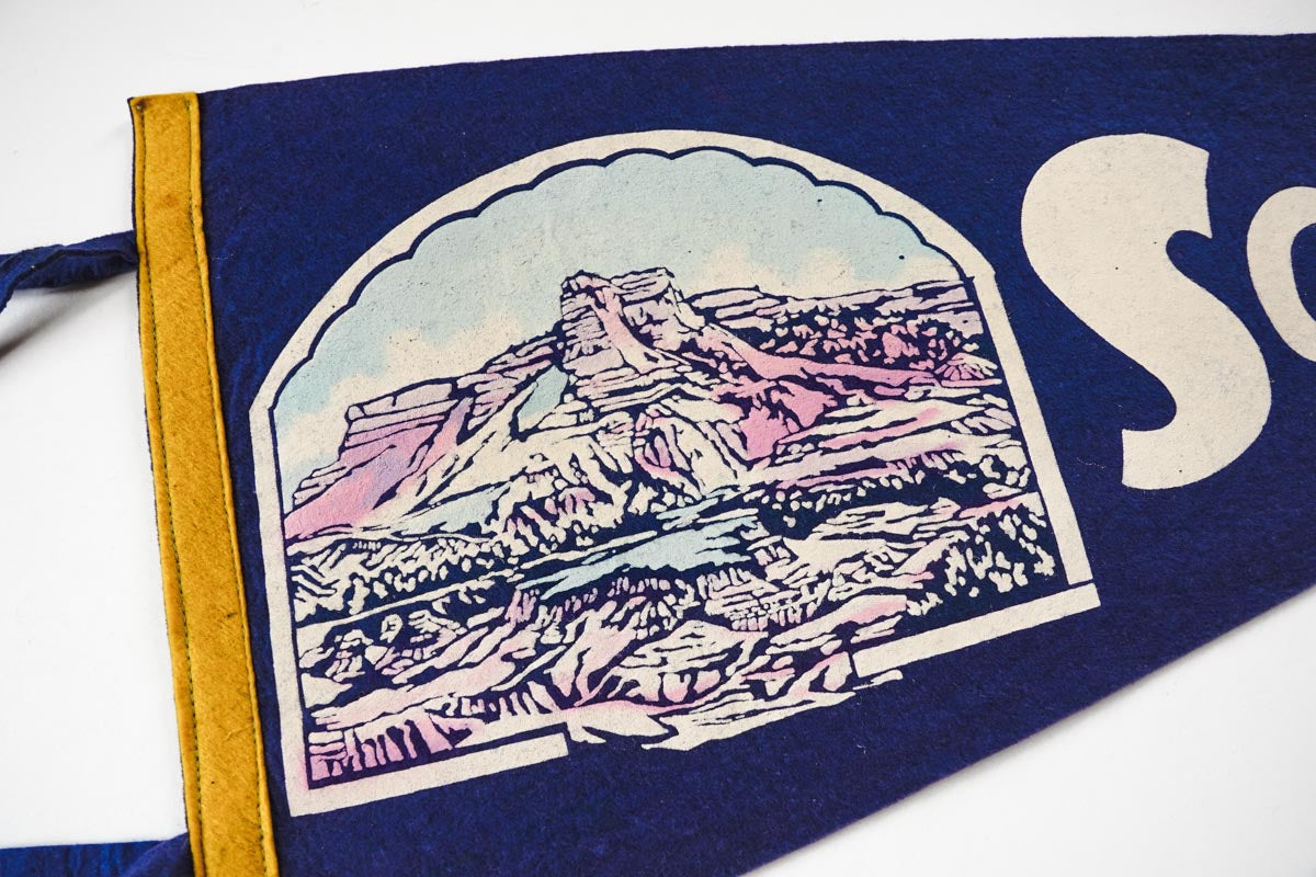 Vintage 1950s Scottsbluff, Nebraska Large Blue Felt Souvenir Pennant 29in