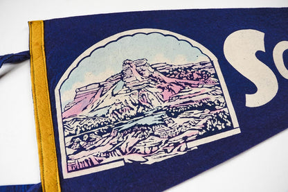 Vintage 1950s Scottsbluff, Nebraska Large Blue Felt Souvenir Pennant 29in