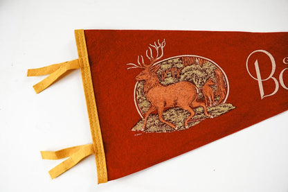 Vintage 50s Souvenir of Boise, Idaho Deer Buck Red Souvenir Felt Pennant 27in