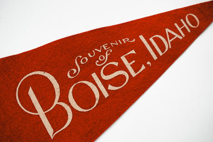 Vintage 50s Souvenir of Boise, Idaho Deer Buck Red Souvenir Felt Pennant 27in