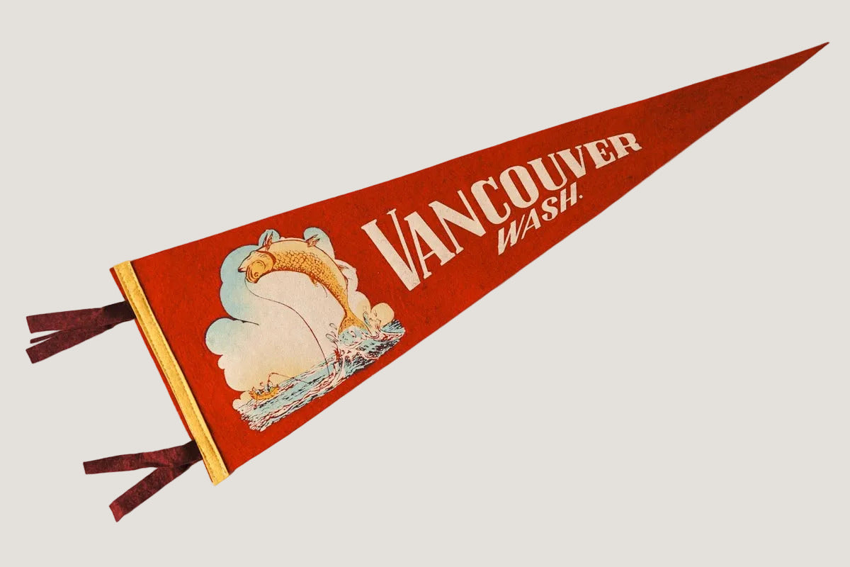 Vancouver Washington-themed pennant with scenic design on a white background