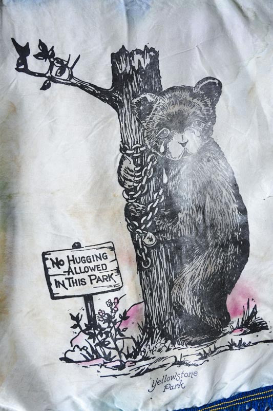 Satin Yellowstone Park Bear No Hugging Allowed Souvenir Pillowcase 18in