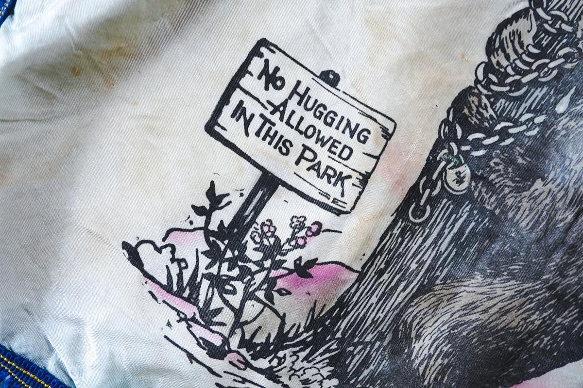 Satin Yellowstone Park Bear No Hugging Allowed Souvenir Pillowcase 18in