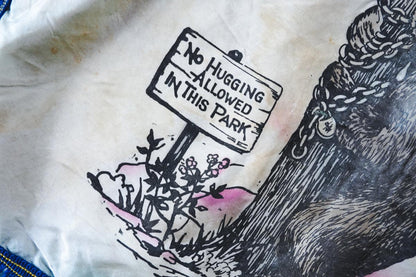 Satin Yellowstone Park Bear No Hugging Allowed Souvenir Pillowcase 18in