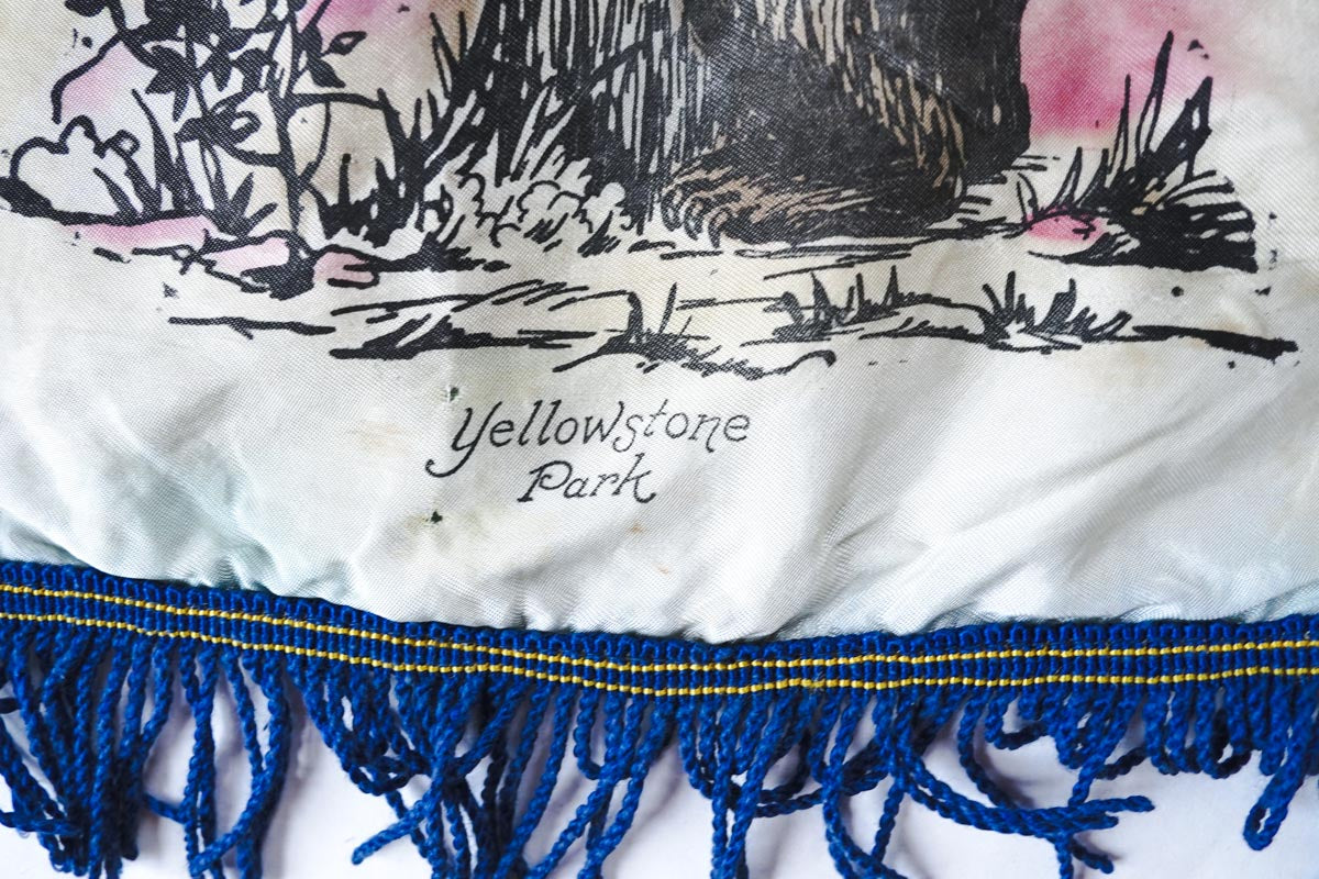 Satin Yellowstone Park Bear No Hugging Allowed Souvenir Pillowcase 18in