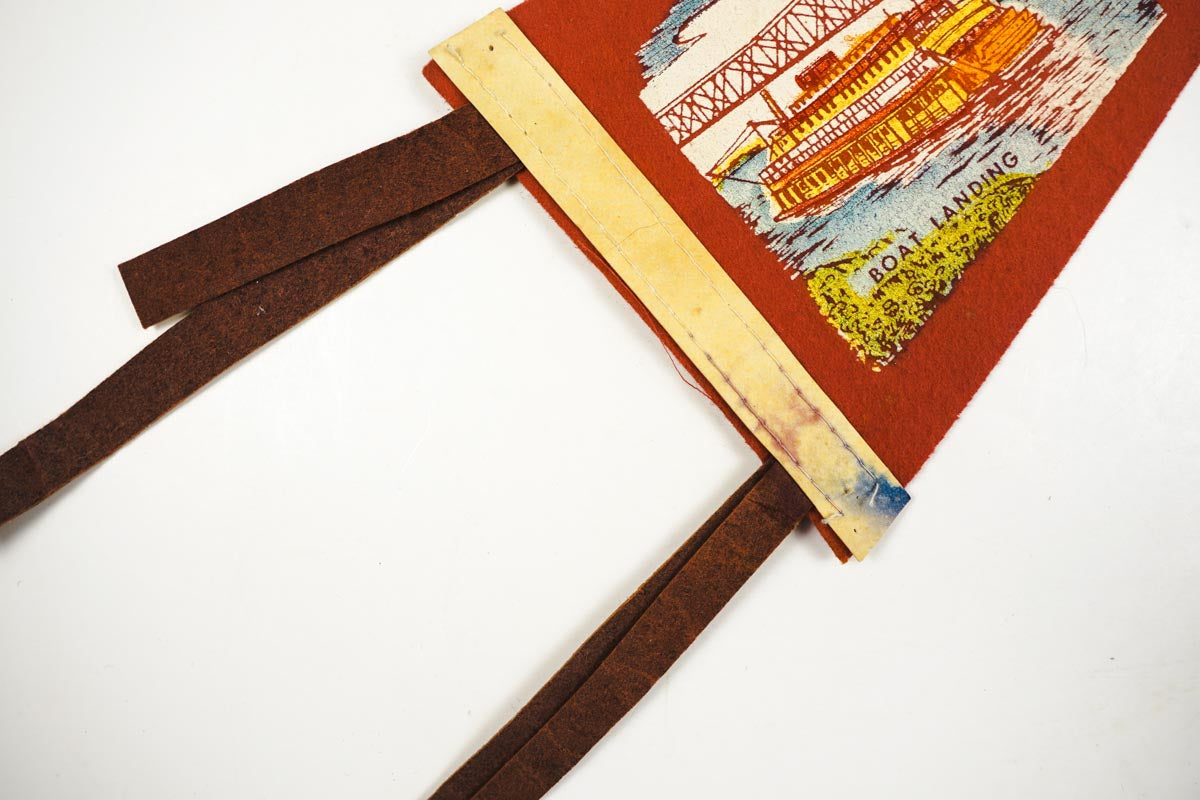 Vintage 1950s Marietta, Ohio Small Red Felt Souvenir Pennant Boat Landing