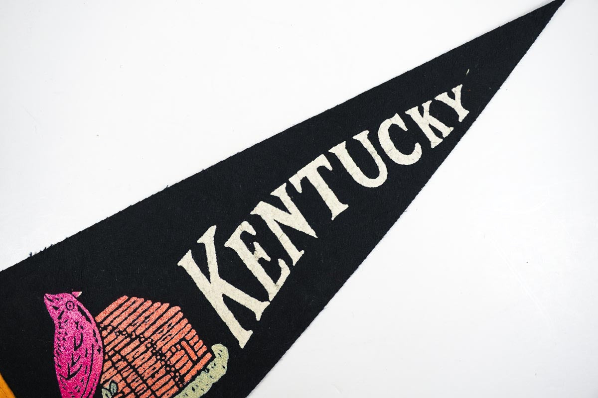 Vintage 1950's Black Felt Kentucky Cardinal State Small Souvenir Pennant