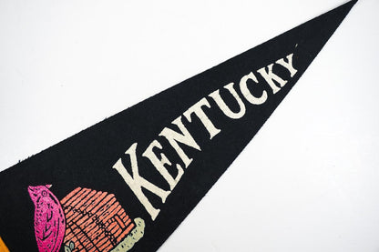 Vintage 1950's Black Felt Kentucky Cardinal State Small Souvenir Pennant