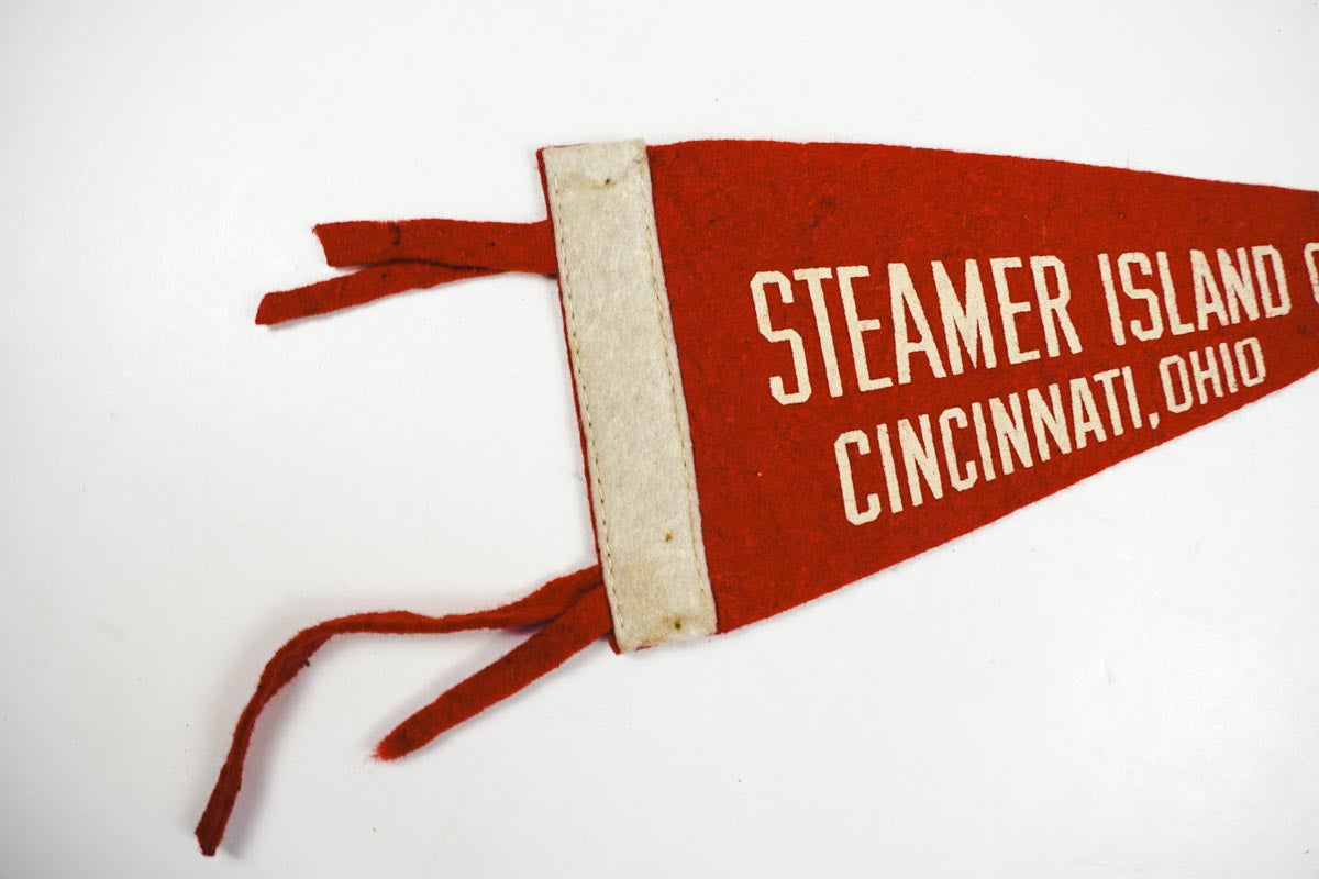 1950's Steamer Island Queen Cincinnati, Ohio Felt State Pennant Red & White