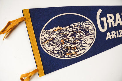 Vintage 50s Grand Canyon Arizona Blue Souvenir Felt Pennant 25in