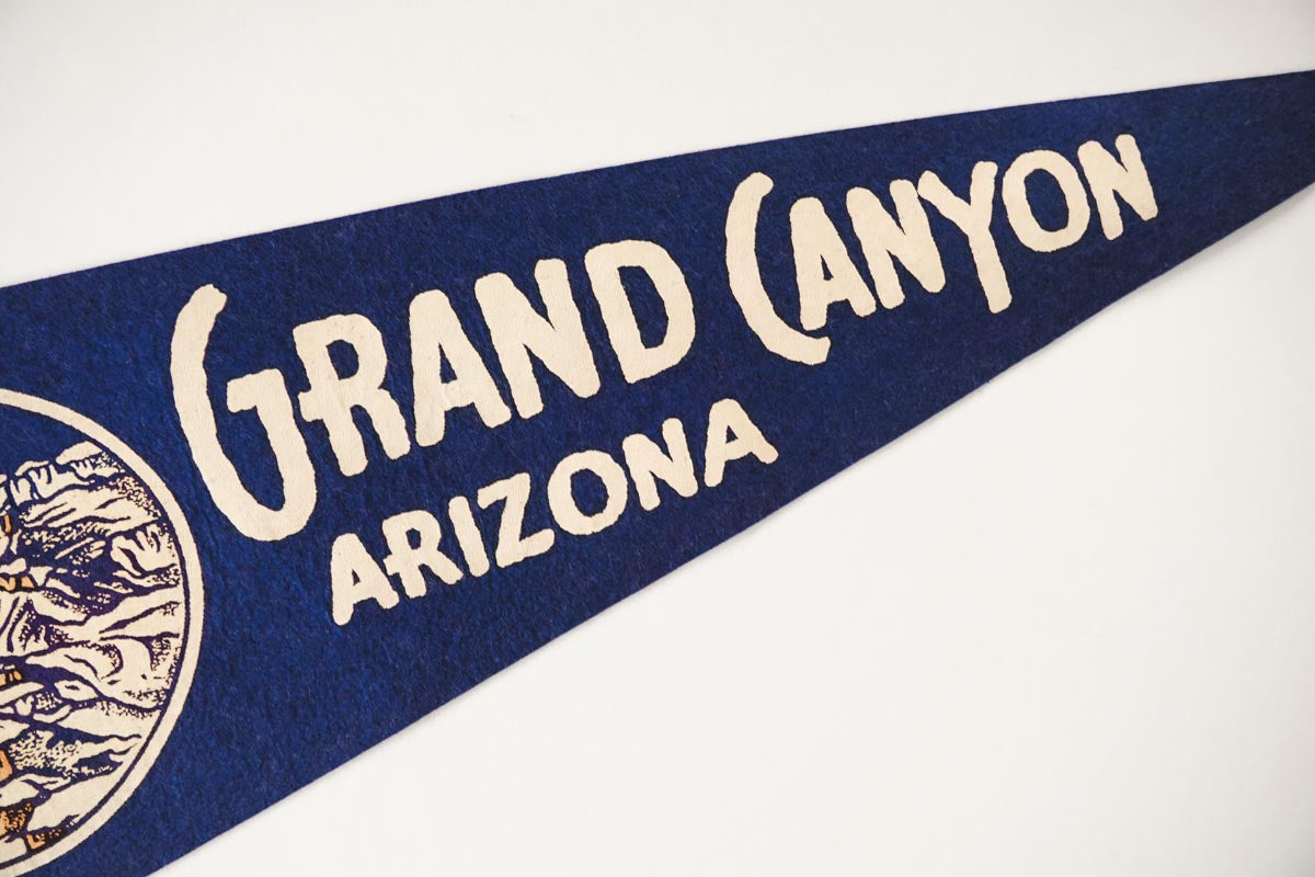 Vintage 50s Grand Canyon Arizona Blue Souvenir Felt Pennant 25in