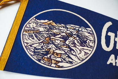 Vintage 50s Grand Canyon Arizona Blue Souvenir Felt Pennant 25in