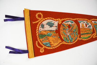 Vintage 50s Cody, Wyoming Red Graphics Souvenir Felt Pennant 25in