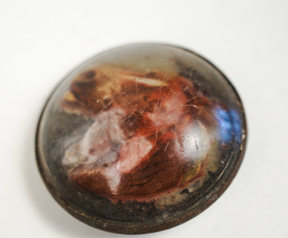 Antique Glass Bridle Rosette Chestnut Horse Copper Backing Missing Bracket