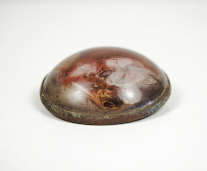 Antique Glass Bridle Rosette Chestnut Horse Copper Backing Missing Bracket