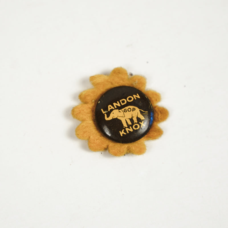 Vtg Landon Knox GOP 1936 Presidential Campaign Pin Pinback Button Yellow 5/8in