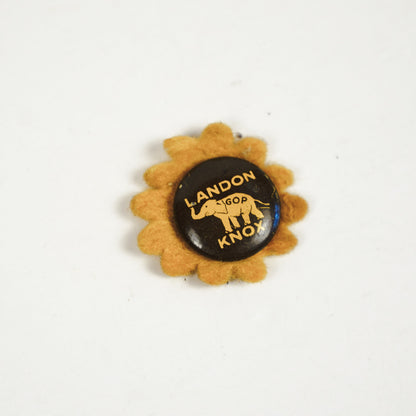 Vtg Landon Knox GOP 1936 Presidential Campaign Pin Pinback Button Yellow 5/8in