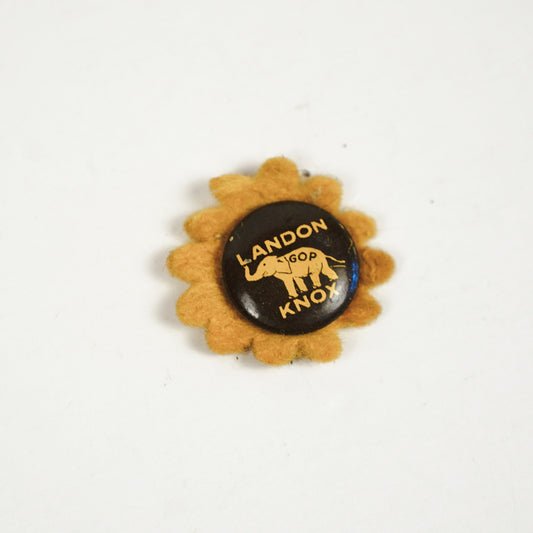 Vtg Landon Knox GOP 1936 Presidential Campaign Pin Pinback Button Yellow 5/8in