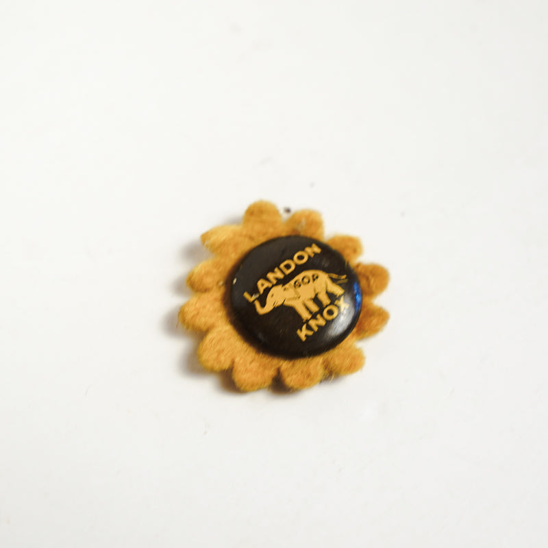 Vtg Landon Knox GOP 1936 Presidential Campaign Pin Pinback Button Yellow 5/8in