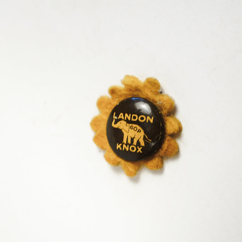 Vtg Landon Knox GOP 1936 Presidential Campaign Pin Pinback Button Yellow 5/8in