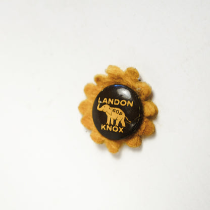 Vtg Landon Knox GOP 1936 Presidential Campaign Pin Pinback Button Yellow 5/8in