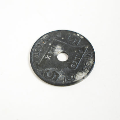 Vintage Missouri USA 5 Sales Tax Receipt Token 22.6mm 2.5g Zinc with Hole