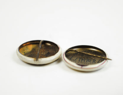 Chest X-Ray Tin Lithograph Button Pins .75in L.J. Imber Co. Chicago Pair