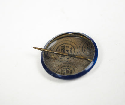 Vintage Happy Birthday Tin Lithograph Button Pin Wm.H. Dietz Chicago .75in