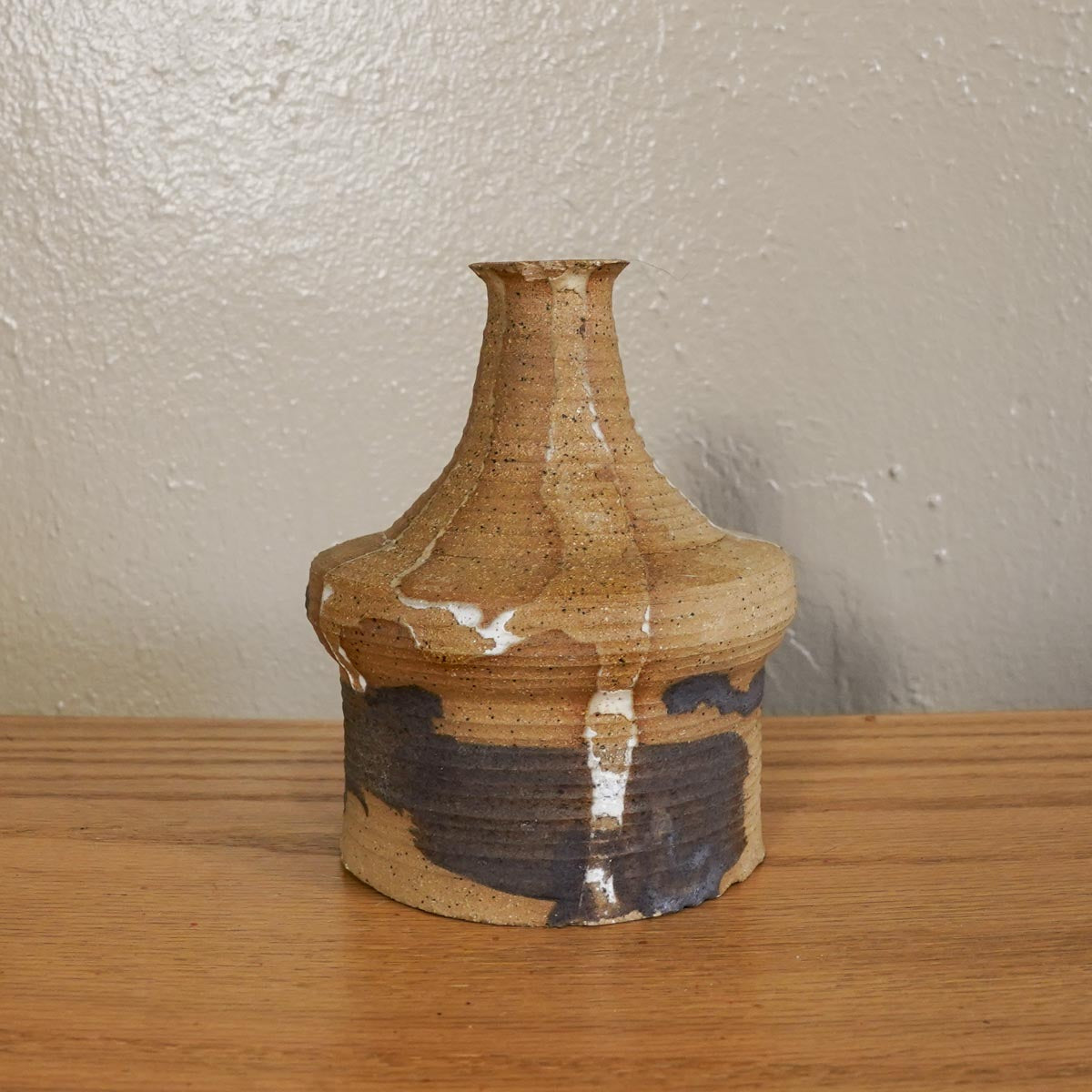 1970's Japanese Stoneware Pottery Sake Tokkuri Bottle Vase Handmade