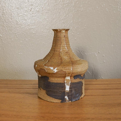 1970's Japanese Stoneware Pottery Sake Tokkuri Bottle Vase Handmade