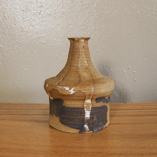 1970's Japanese Stoneware Pottery Sake Tokkuri Bottle Vase Handmade